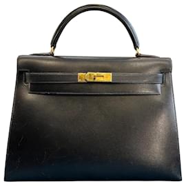 1971 Hermes Box Calf Kelly Sellier 32 Handbag - Hermès
