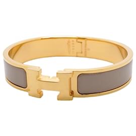 Bracelet Hermes Bangle Clic Clac PM GP Doré Plaqué Beige - Hermès