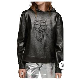 Felpa con cappuccio Karl Lagerfeld Ikonik Karl Coated Metallic – Taglia XL (Nuovo senza etichette)