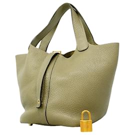 Borsa Hermes Picotin Lock PM in pelle Taurillon Clemence grigia - Hermès
