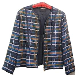 Escada Jacke aus Leder mit Reißverschluss und Karomuster