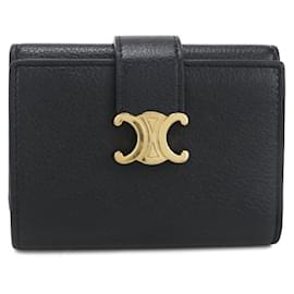 Cartera de tres pliegues negra Celine - Céline