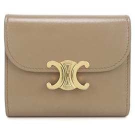 Céline Celine Tri-fold Wallet in Beige