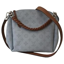 Borsa a tracolla Louis Vuitton Monogram Empreinte in pelle azzurro cielo Modello Babylone Chain