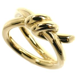 Bague anneau Tiffany & Co. à deux rangs de nœuds en or jaune 18K