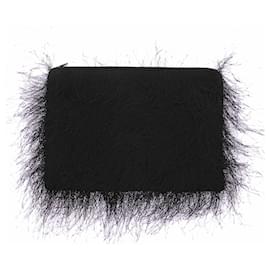Autre Marque Clutch nera effetto pelliccia