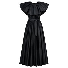 Autre Marque Huishan Zhang Schwarzes Falten-Midikleid aus Kunstleder