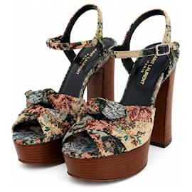 Sandali con plateau "Candy" in tappezzeria floreale Saint Laurent Paris