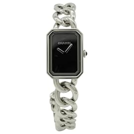 Chanel Premiere Double Chain Damenuhr mit schwarzem Zifferblatt Quarz