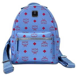 Sac à dos MCM Visetos en cuir bleu