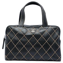 Borsa Chanel Black CC Calfskin Wild Stitch