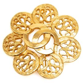 Spilla Fiore Chanel Gold CC Placcata Oro