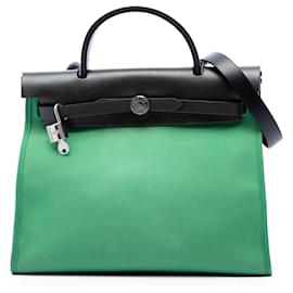 Hermès Herbag Zip 31 in tela militare verde e pelle vachette Hunter
