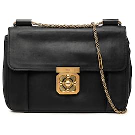 Chloé Elsie Crossbody in pelle nera, taglia Medium