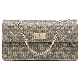Chanel Gold Quilted Glitter Canvas Reissue 2.55 Flap