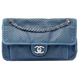 Chanel Blue Medium Perforated Calfskin Up In The Air Flap