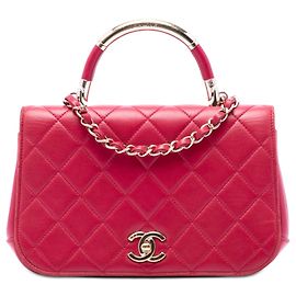 Chanel Pink Small Quilted Lambskin Carry Chic Flap