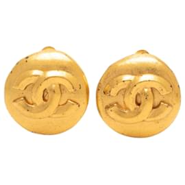 Pendientes Chanel Gold CC redondos chapados en oro con clip