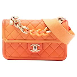 Chanel Orange Small Quilted Caviar Sunset On The Sea Flap