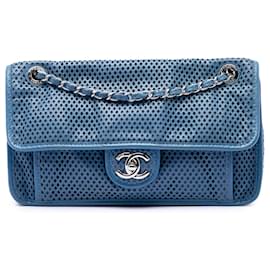 Chanel Blue Medium Perforated Calfskin Up In The Air Flap