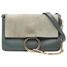 Chloé Faye Crossbody in scamosciato e pelle di vitello grigio, piccola