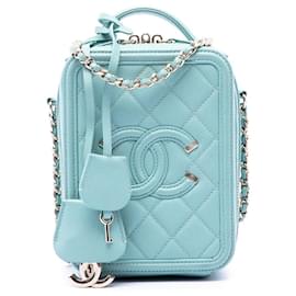 Chanel Blue Caviar CC Filigree Beauty Case Verticale