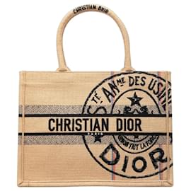 Dior Beige Medium Jute Embroidered Book Tote