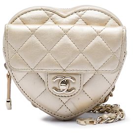 Chanel Gold Mini Metallic Lambskin CC in Love Heart Belt Bag
