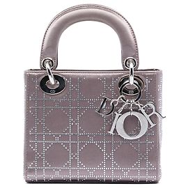 Lady Dior Dior Grigio Mini Satin Cannage con Cristalli