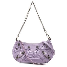 Balenciaga Borsa Le Cagole Motocross in pelle goffrata viola mini