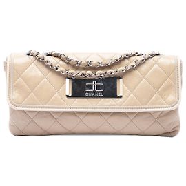 Chanel Beige Gestepptes Lammleder East West Mademoiselle Flap