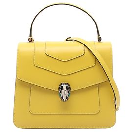 Bulgari Borsa a mano Serpenti Forever in pelle di vitello giallo Bvlgari