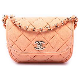 Chanel Orange Mini CC Messenger Flap in denim trapuntato