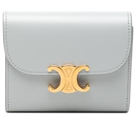 Celine Gray Shiny Calfskin Triomphe Flap Small Wallet - Céline
