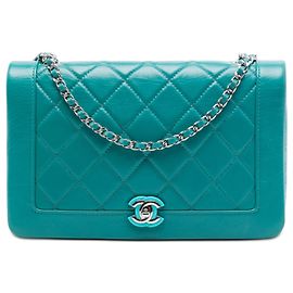 Chanel Blue Small Quilted Crumpled Calfskin Bi Vintage Full Flap