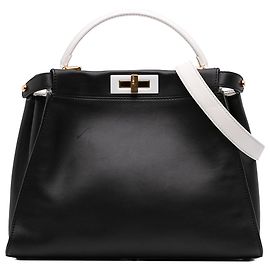 Fendi Black Medium Bicolor Leather Peekaboo ISeeU Satchel
