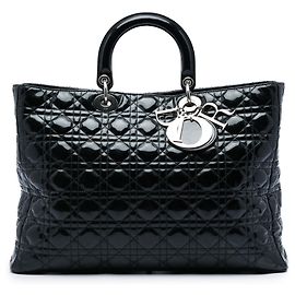 Dior Black Extra Large Patent Cannage Lady Dior