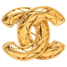 Spilla Chanel Gold CC trapuntata placcata oro