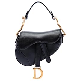 Borsa Saddle Dior in micro pelle di capra nera