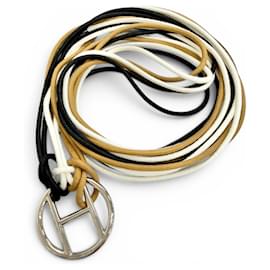 Cinturón Sash Hermès Negro Marrón Blanco
