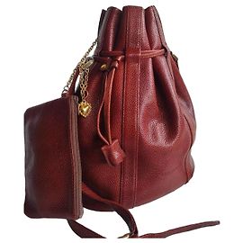 Emanuel Ungaro Ungaro Paris Borsa a Secchiello in Pelle Martellata Bordeaux con Pochette