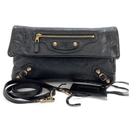 Clutch Balenciaga Giant Embroidered Black Leather