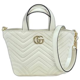 Borsa a tracolla Gucci GG Marmont in pelle bianca