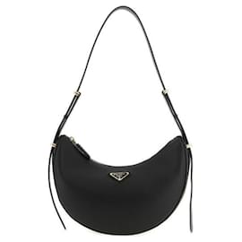Borsa a tracolla Prada Arqué in pelle di vitello nera