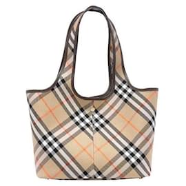 Borsa Tote Burberry a quadri bianca in pelle