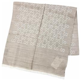Gucci Stall GG Jacquard Mini Fringe Schal aus Wolle und Seide
