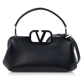Sac cabas Valentino Garavani en cuir noir VLogo