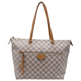Borsa Tote Louis Vuitton Lena Damier Azur MM in tela rivestita bianca