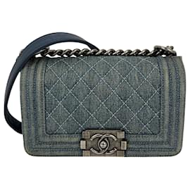 Chanel Boy Flap Small Quilted Denim Blu