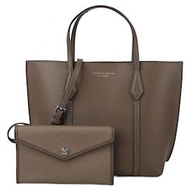 Tory Burch Kleiner Tote Bag aus Leder Graubraun